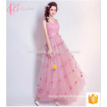 Vestido de renda elegante bordado floral de chiffon colorido e vestido de noite de tamanho mais elegante